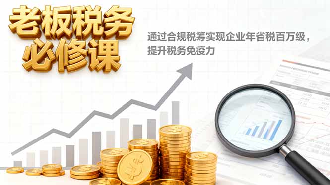 老板税务必修课，通过合规税筹实现企业年省税百万级，提升税务免疫力-宇众网创
