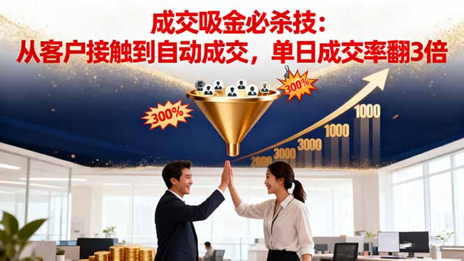 吸金成交营销必杀技：从客户接触到自动成交，单日成交率翻3倍-宇众网创