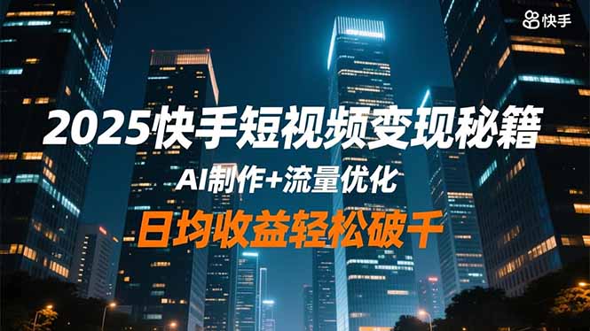 2025快手短视频变现秘籍，AI制作+流量优化，日均收益轻松破千-宇众网创